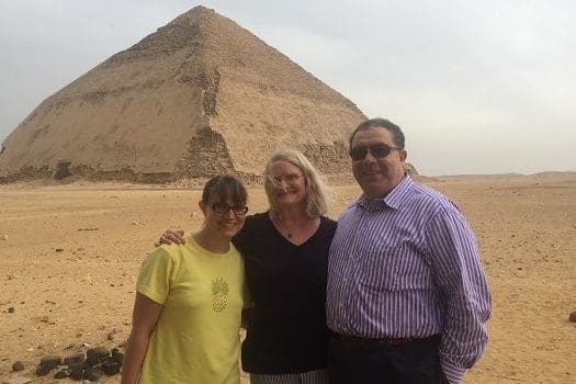 Karen Leggett, daughter Nadia and husband Tharwat in Egypt