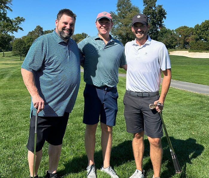 Three golfers at the 2023 Main Street Golf Outing