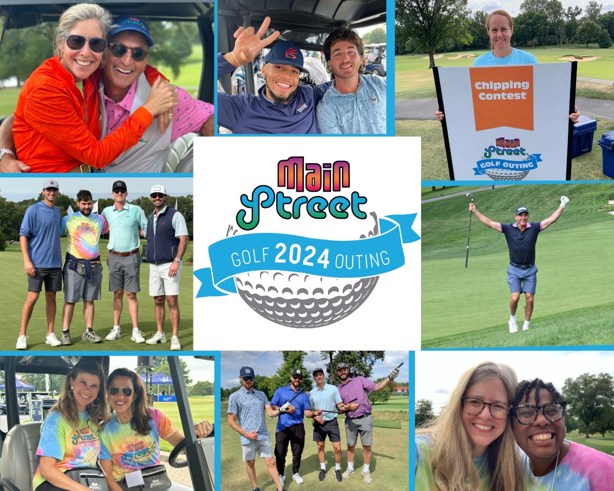 Collage of photos from Main Street 2024 Golf Outing