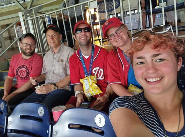 Main Street intern and members take a group selfie at Nationals Game