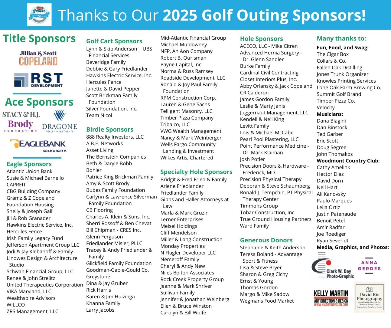 Main Street Golf Outing Sponsors