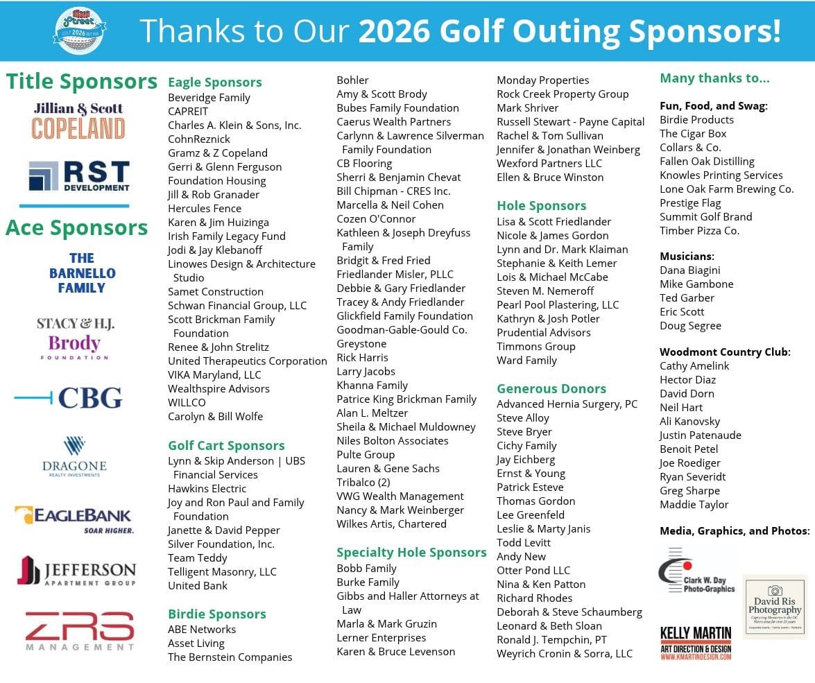 2026 Main Street Golf Outing Sponsors